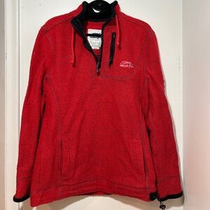 Weird fish Red texture fleece 1/4 zip  Jacket size L